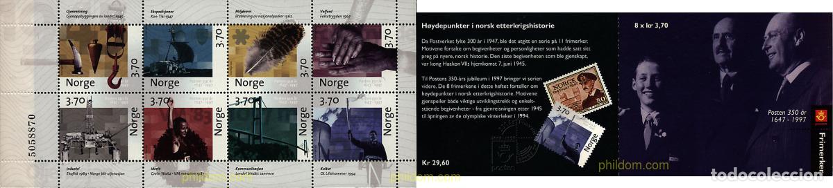 Sellos: 3249 MNH NORUEGA 1997 350 ANIVERSARIO DEL CORREO NORUEGO
