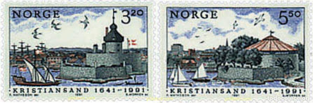Sellos: 67986 MNH NORUEGA 1991 350 ANIVERSARIO DE LA CIUDAD DE KRISTIANSAND
