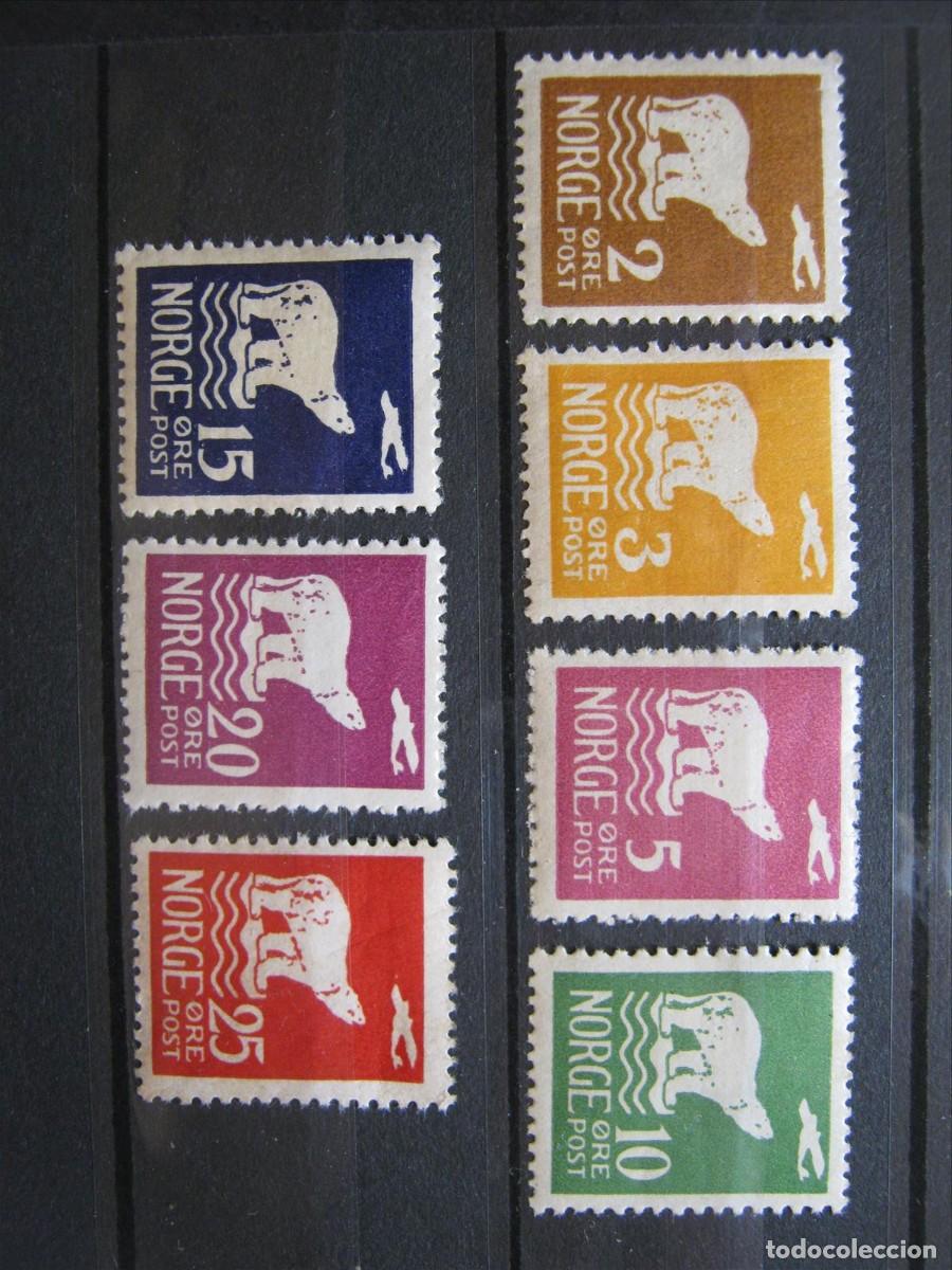 Timbres: NORUEGA 1925 SERIE YVERT 101/107 LH* LEVE CHARNELA LUJO.