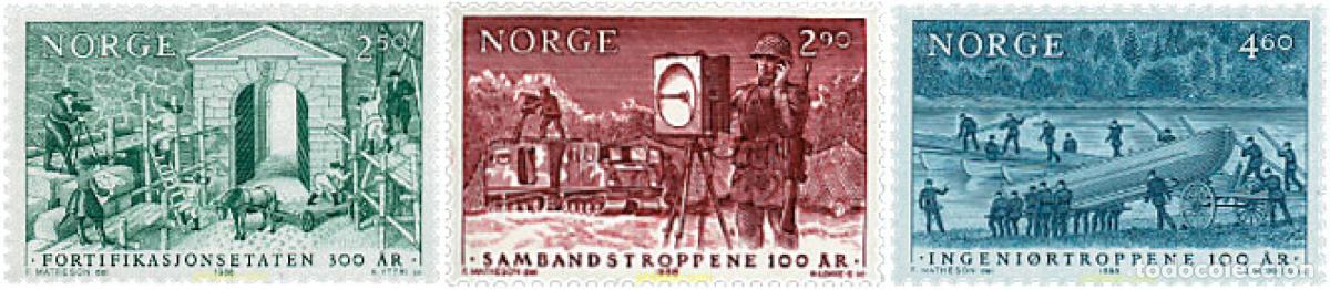 Sellos: 68411 MNH NORUEGA 1988 ANIVERSARIOS MILITARES
