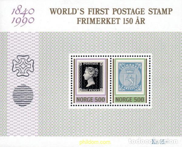Sellos: 101688 MNH NORUEGA 1990 150 ANIVERSARIO DE LA CREACION DEL PRIMER SELLO