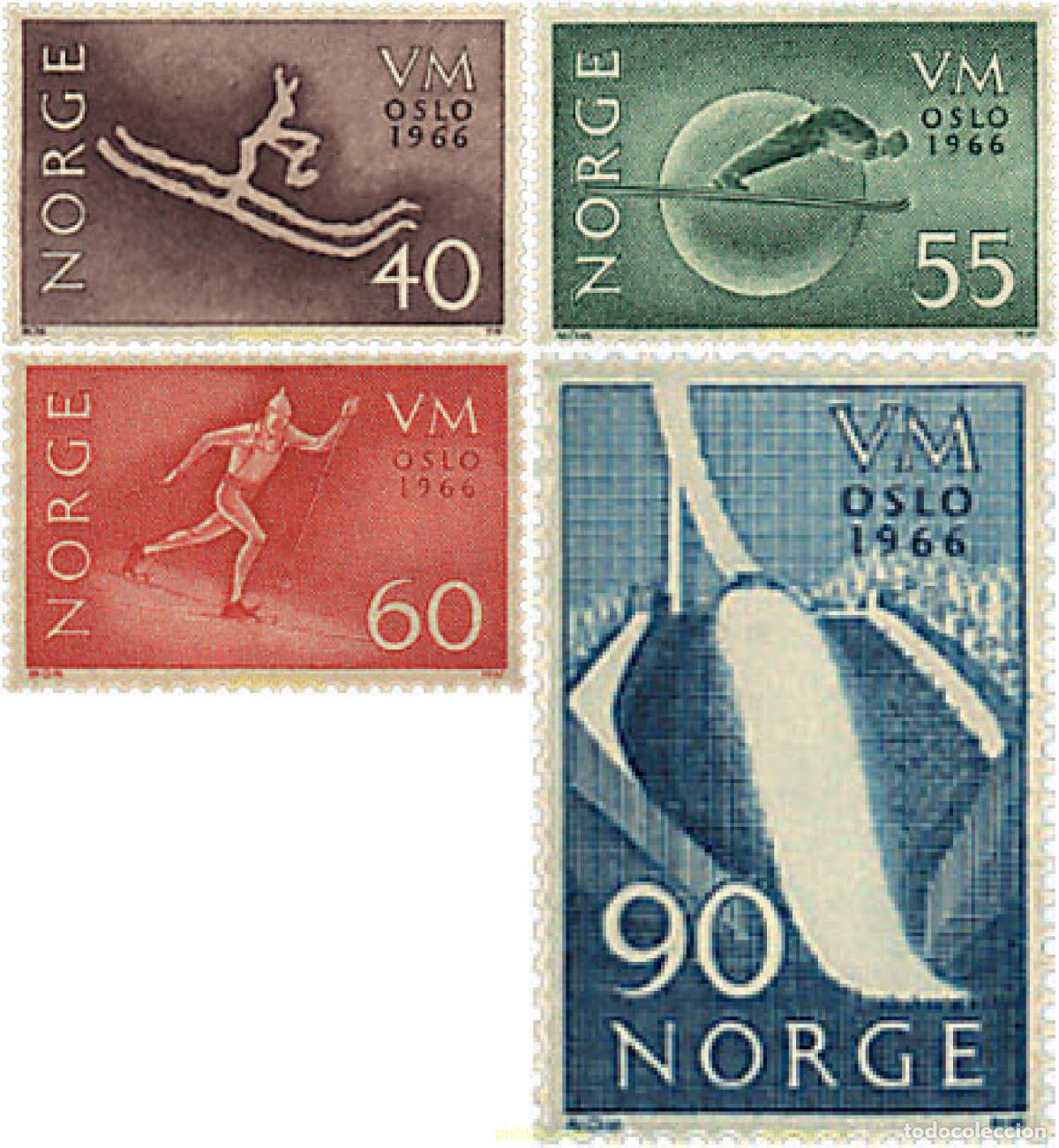 Sellos: 68367 MNH NORUEGA 1966 CAMPEONATOS DEL MUNDO DE ESQUI EN HOLMENKOLLEN