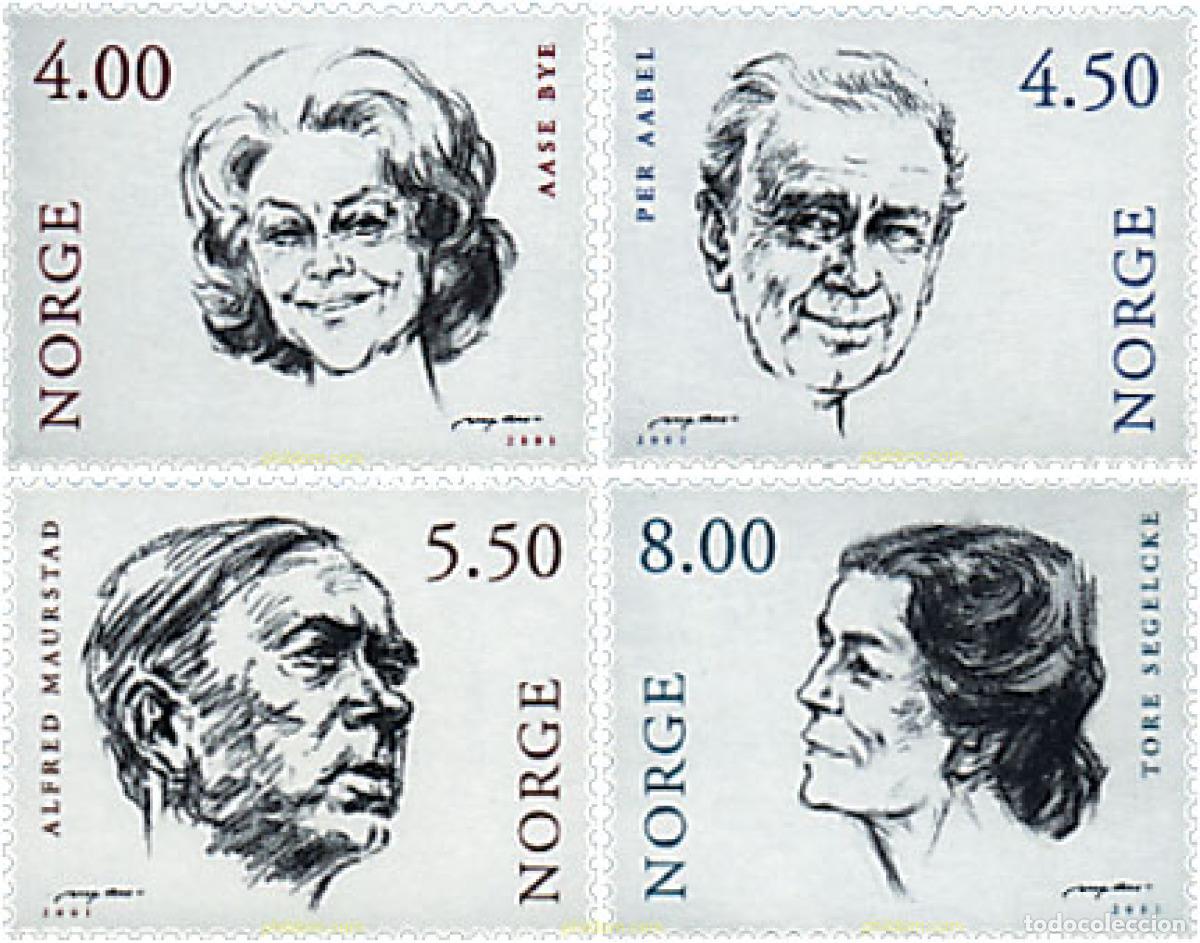 Sellos: 228834 MNH NORUEGA 2001 ACTORES Y ACTRICES NORUEGOS