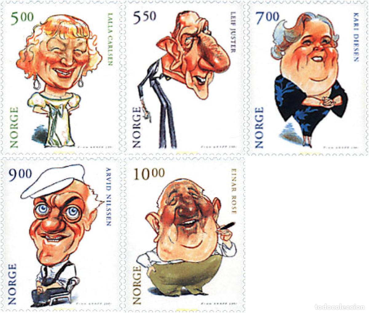 Sellos: 79907 MNH NORUEGA 2001 CARICATURAS DE ACTORES