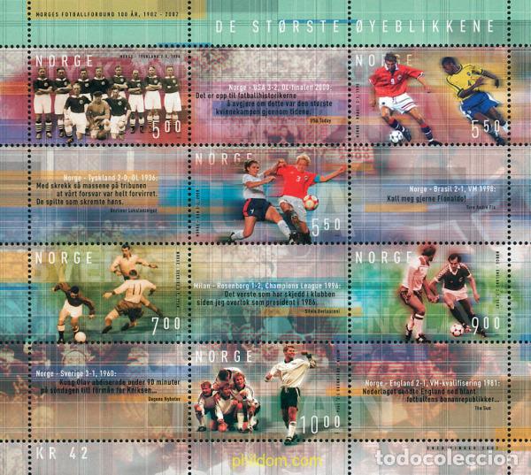 Sellos: 101696 MNH NORUEGA 2002 CENTENARIO DE LA ASOCIACION NORUEGA DE FUTBOL
