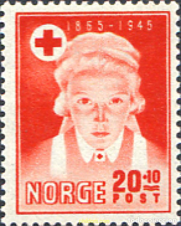 Sellos: 101902 MNH NORUEGA 1945 80 ANIVERSARIO DE LA CRUZ ROJA NORUEGA
