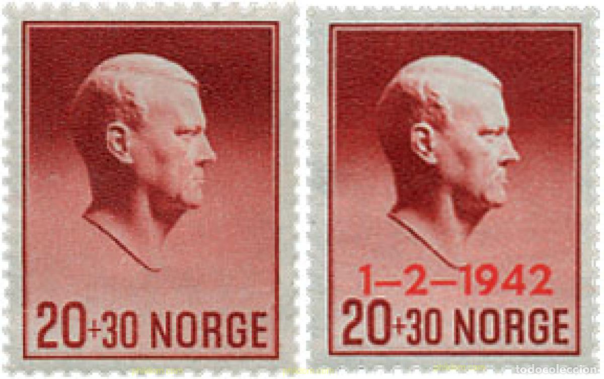 Sellos: 101891 MNH NORUEGA 1942 ESCULTURA DE VIDKUN QUISLING