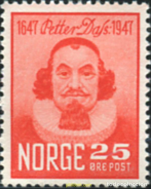 Sellos: 101912 MNH NORUEGA 1947 3 CENTENARIO DEL NACIMIENTO DE PETTER DASS (1647-1706)