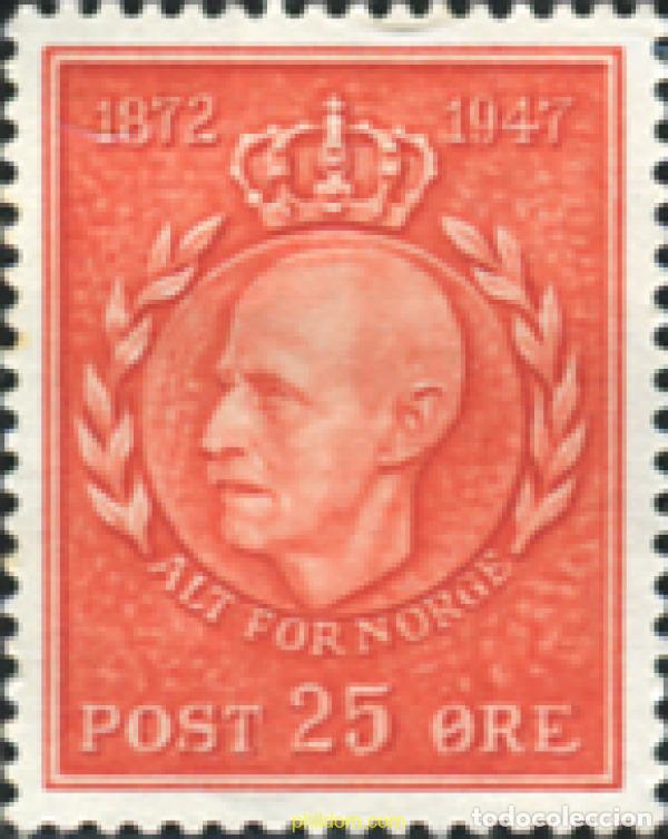Sellos: 101913 MNH NORUEGA 1947 75 ANIVERSARIO DEL REY HAAKON VII
