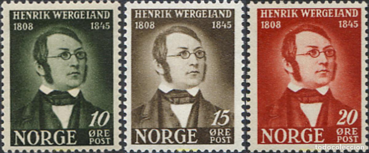 Sellos: 101901 MNH NORUEGA 1945 CENTENARIO DE LA MUERTE DE HENRIK WERGELAND
