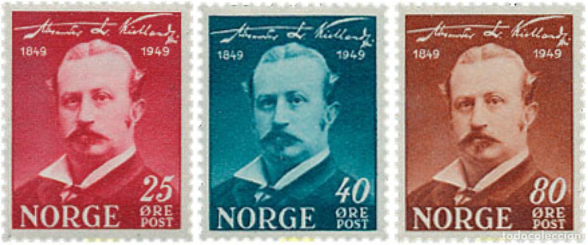 Francobolli: 101917 MNH NORUEGA 1949 CENTENARIO DEL NACIMIENTO DE ALEXANDRE L. KIELLAND
