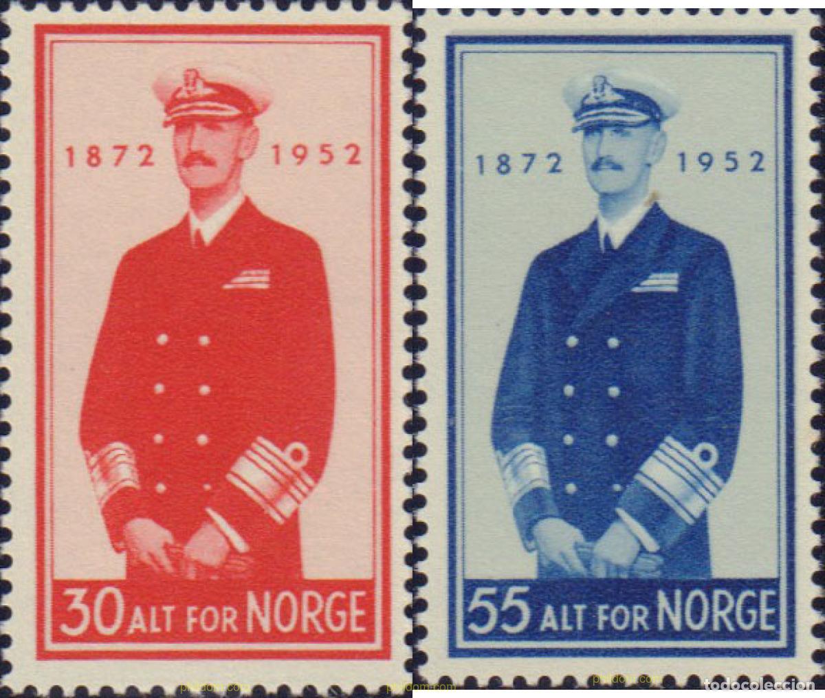 Francobolli: 101932 MNH NORUEGA 1952 80 ANIVERSARIO DEL REY HAAKON VII