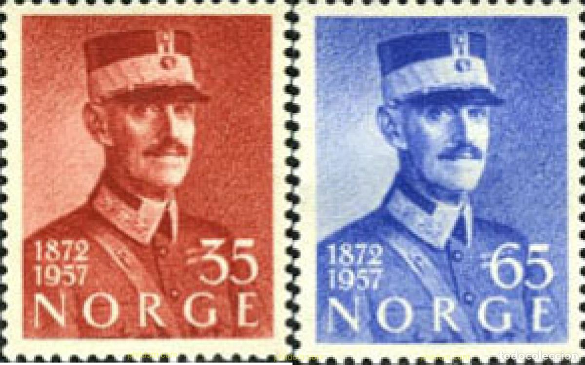 Sellos: 101981 MNH NORUEGA 1957 85 ANIVERSARIO DEL REY HAAKON VII