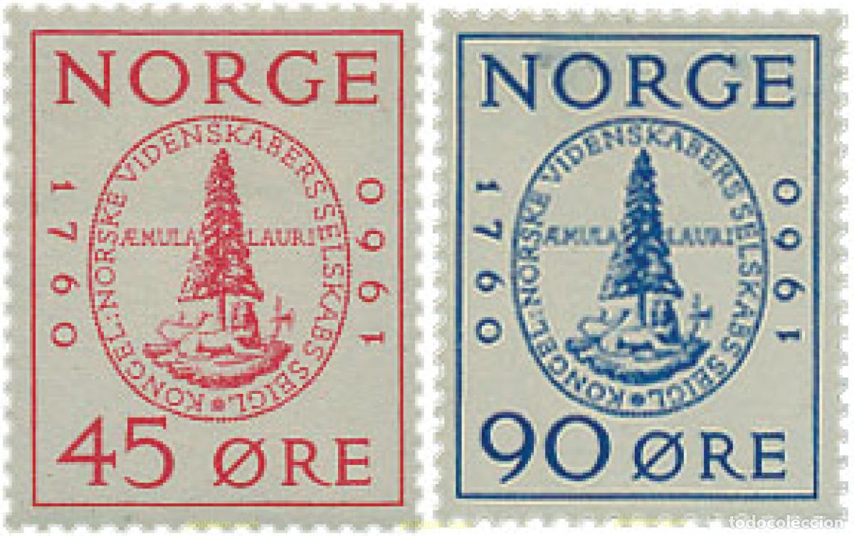 Briefmarken: 672772 HINGED NORUEGA 1960 BICENTENARIO DE LA REAL SOCIEDAD DE CIENCIAS