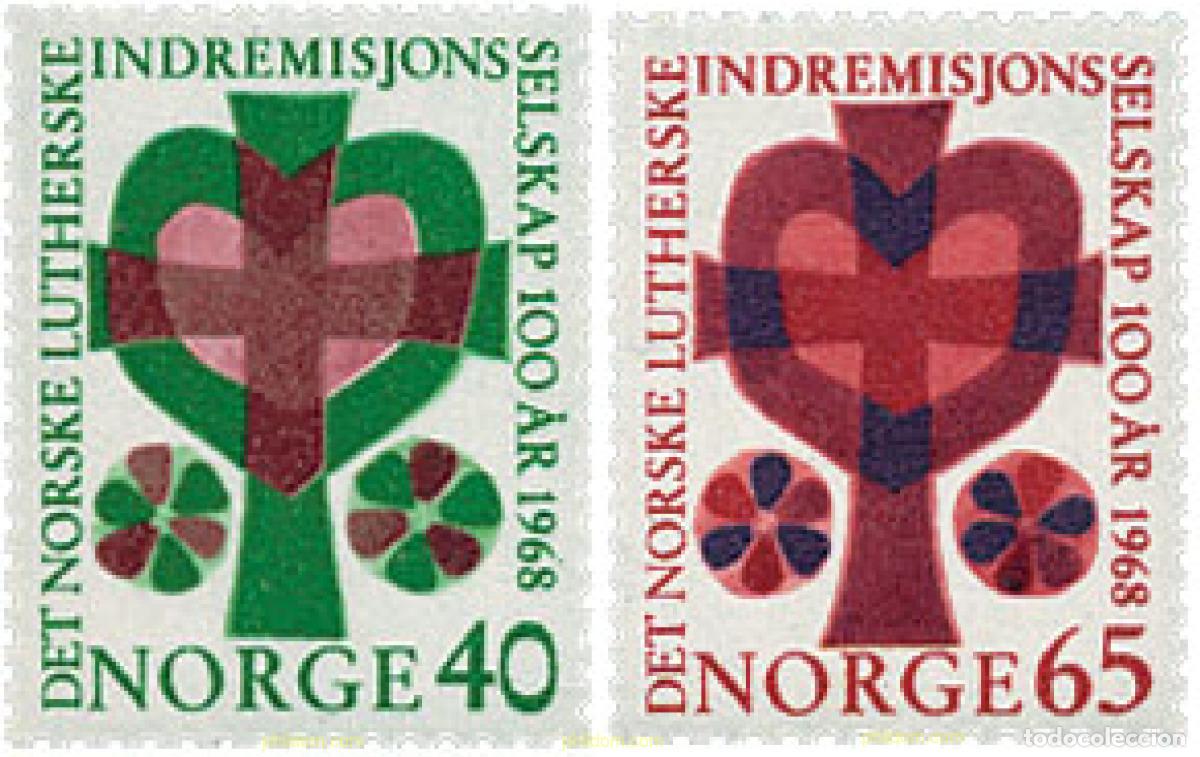 Sellos: 102067 MNH NORUEGA 1968 CENTENARIO DE LA SCIEDAD LUTERANA DE LAS MISIONES