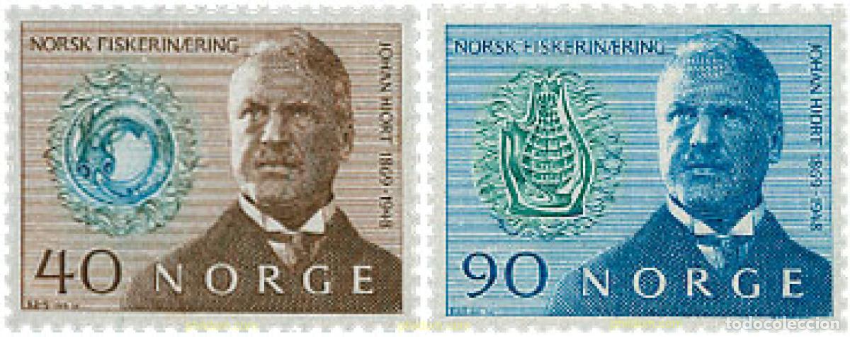 Sellos: 102074 MNH NORUEGA 1969 CENTENARIO DEL NACIMIENTO DE HJORT, ZOOLOGO