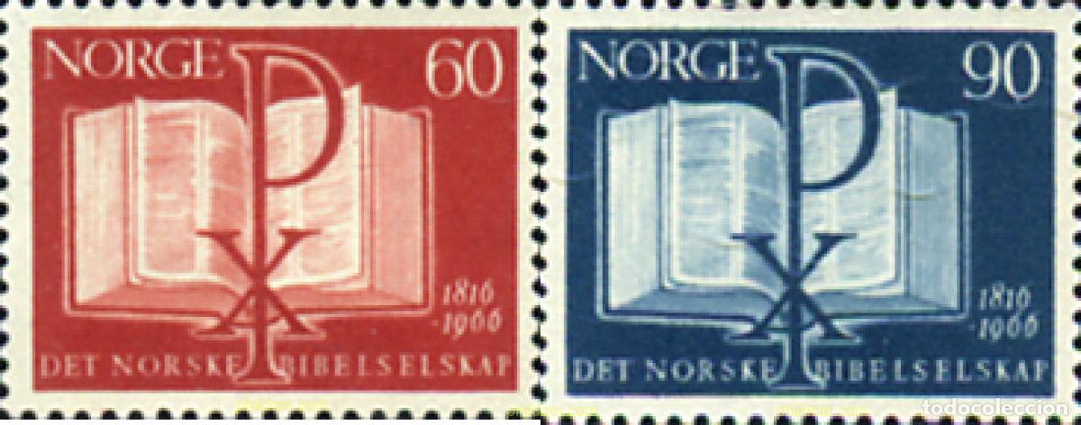 Sellos: 102053 MNH NORUEGA 1966 6 CENTENARIO DE LA SOCIEDAD BIBLICA