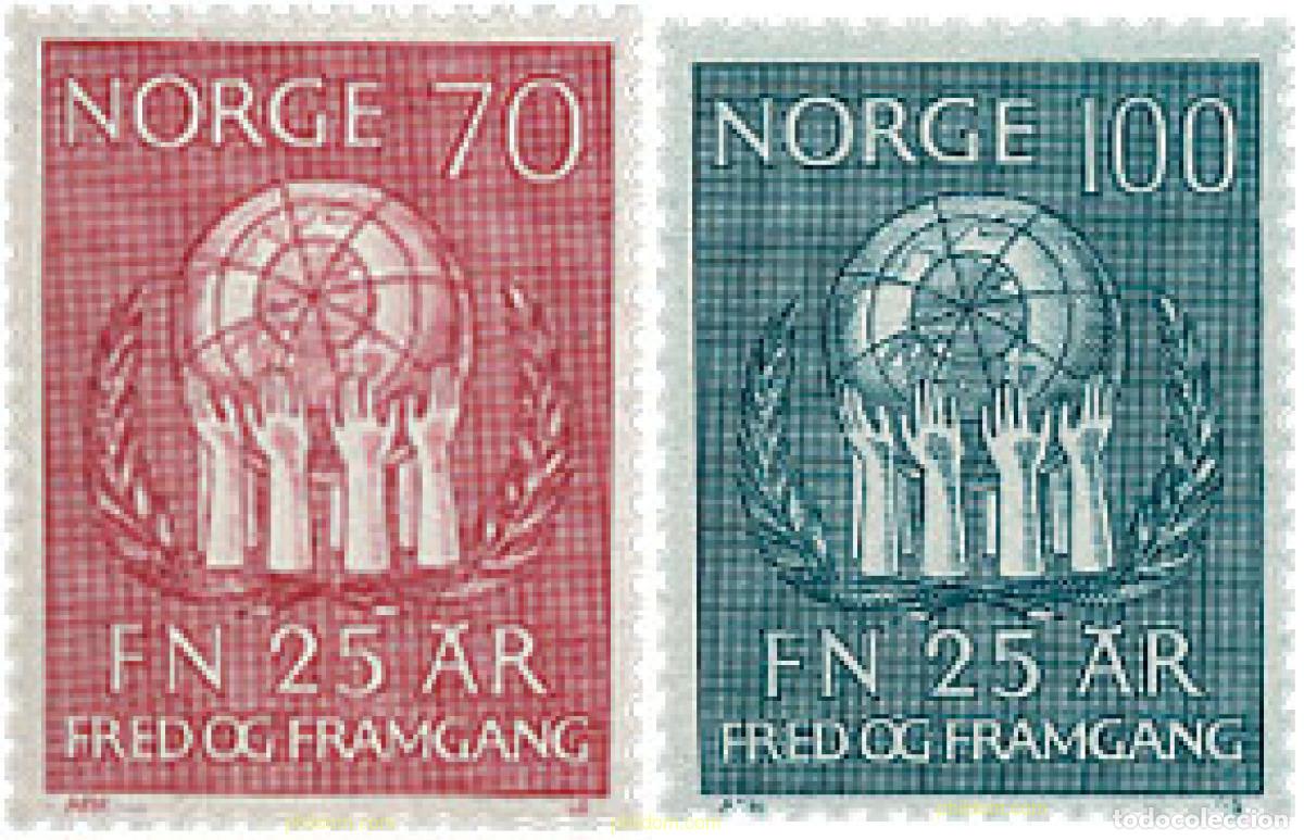 Sellos: 102094 MNH NORUEGA 1970 25 ANIVERSARIO DE LAS NACIONES UNIDAS