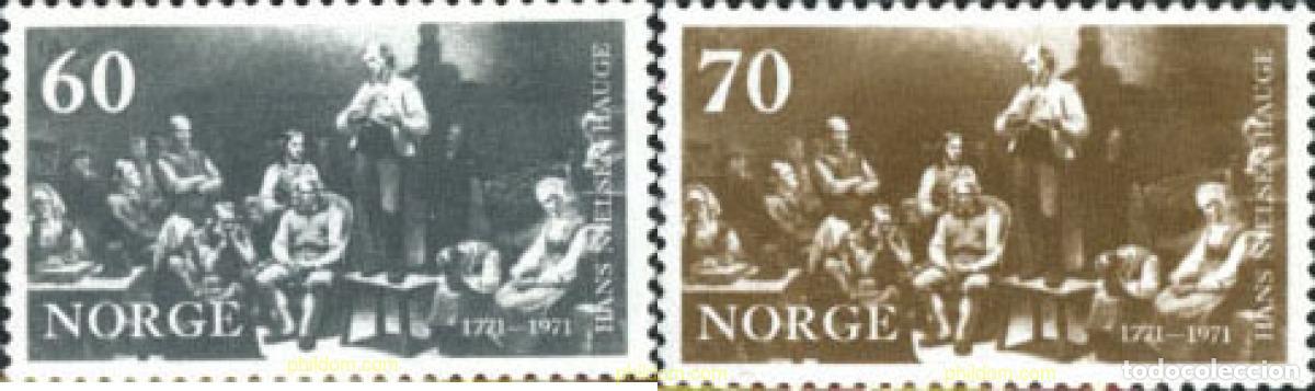 Sellos: 102104 MNH NORUEGA 1971 200 ANIVERSARIO DEL NACIMIENTO DE HANS NIELSEN HAUGE