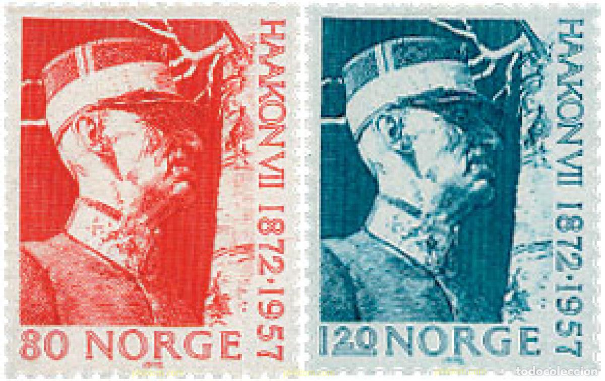 Timbres: 102113 MNH NORUEGA 1972 CENTENARIO DEL NACIMIENTO DEL REY HAAKON VII
