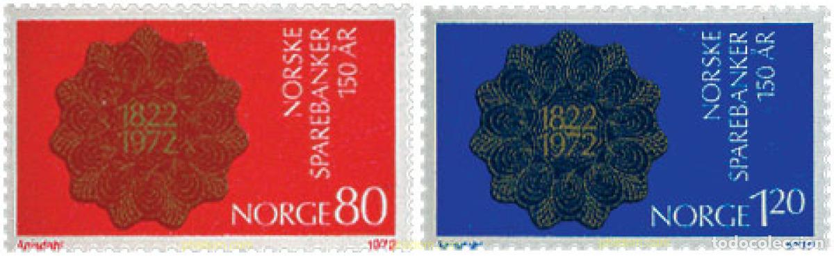 Timbres: 102109 MNH NORUEGA 1972 150 ANIVERSARIO DE LAS CAJAS DE AHORRO NORUEGAS
