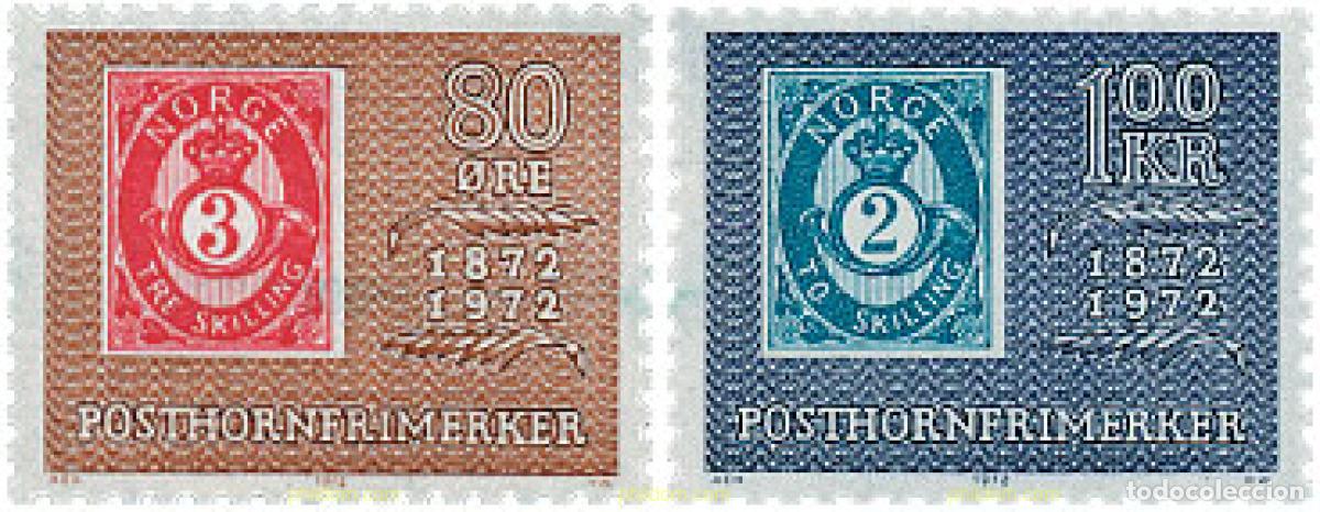 Timbres: 102110 MNH NORUEGA 1972 CENTENARIO DE LOS SELLOS DE 1872