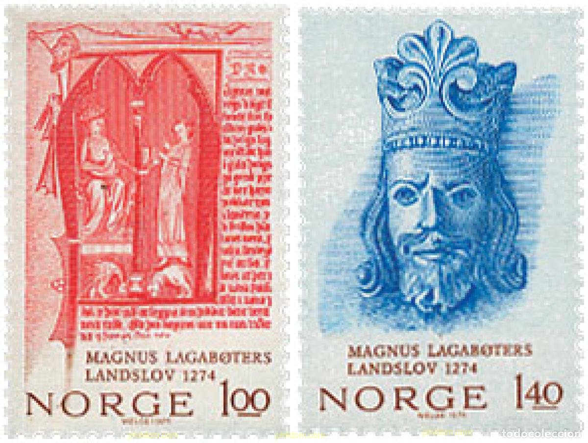 Timbres: 102131 MNH NORUEGA 1974 7 CENTENARIO DEL CODIGO NACIONAL POR EL REY MAGNUS LAGABOTER