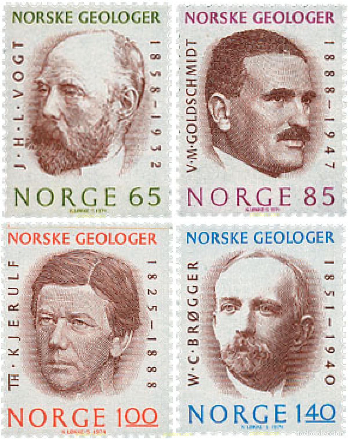 Sellos: 102134 MNH NORUEGA 1974 GEOLOGOS NORUEGOS