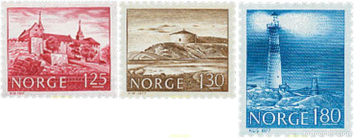 Sellos: 102160 MNH NORUEGA 1977 MONUMENTOS