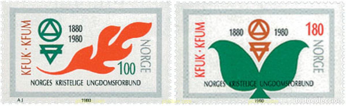 Sellos: 120761 MNH NORUEGA 1980 CENTENARIO DE LA LIGA CRISTIANA DE LA JUVENTUD NORUEGA