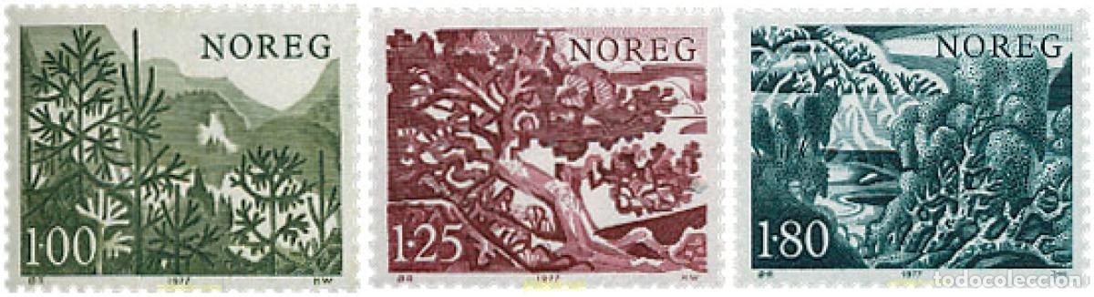 Sellos: 102161 MNH NORUEGA 1977 ARBOLES NORUEGOS