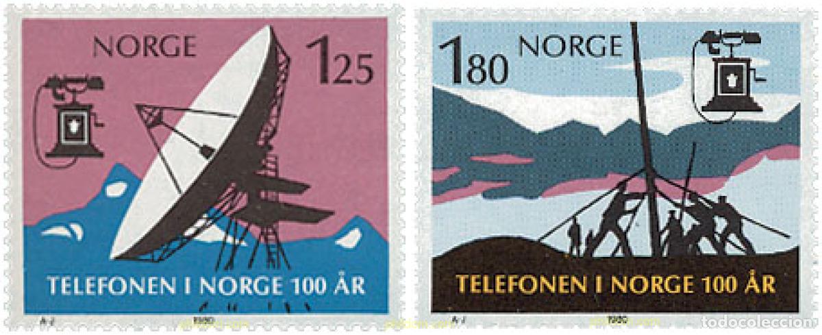 Sellos: 102174 MNH NORUEGA 1980 CENTENARIO DEL SERVICIO DE TELEFONOS