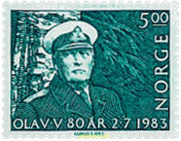 Sellos: 102207 MNH NORUEGA 1983 80 ANIVERSARIO DEL REY OLAV V