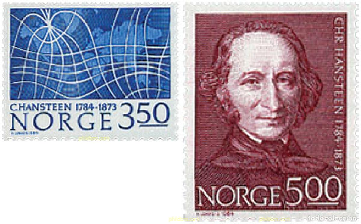 Sellos: 102211 MNH NORUEGA 1984 BICENTENARIO DEL NACIMIENTO DE CHRISTOPHER HANSTEEN (1784-1873)