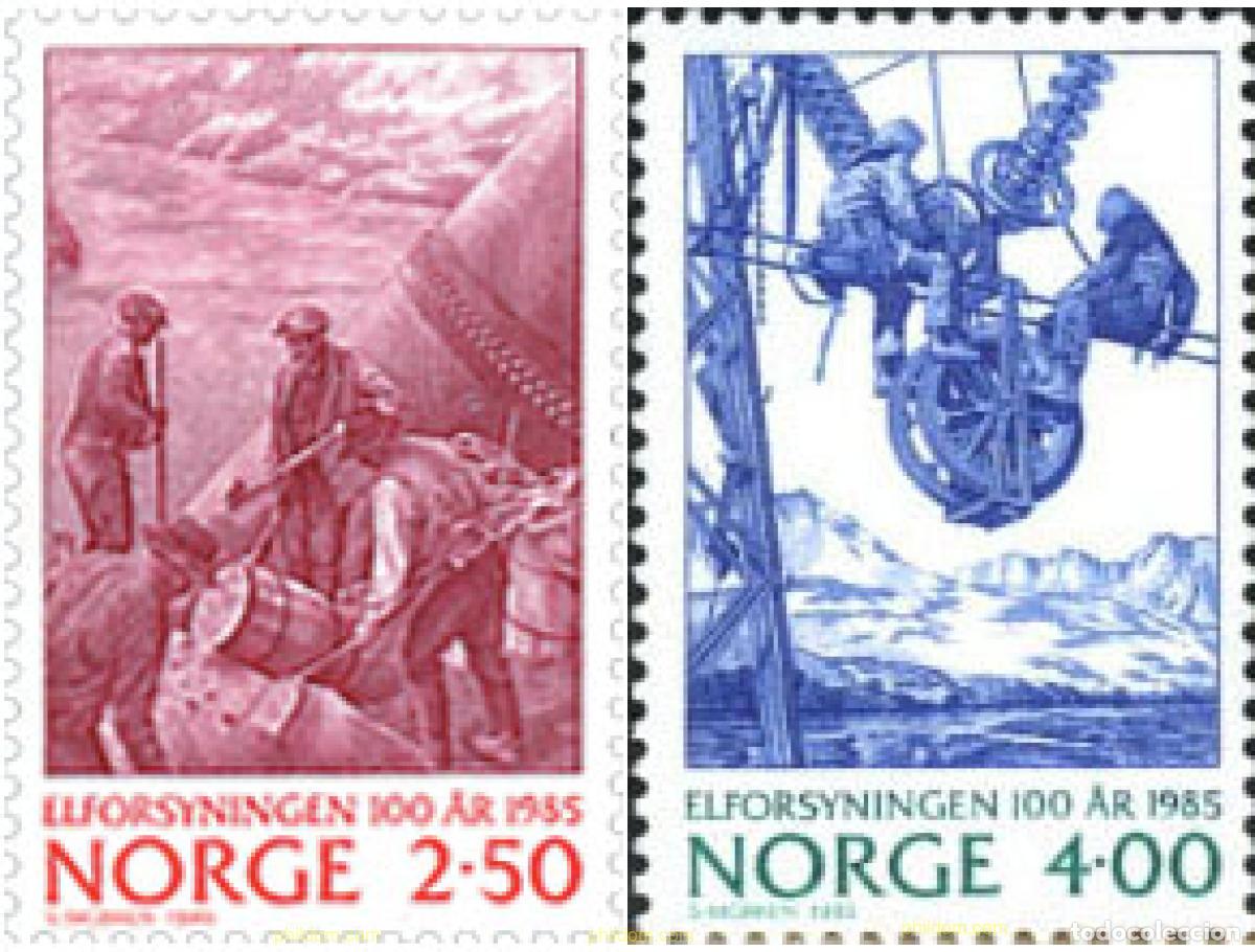 Sellos: 102237 MNH NORUEGA 1985 CENTENARIO DE LA DISTRIBUCION DE LA ELECTRICIDAD