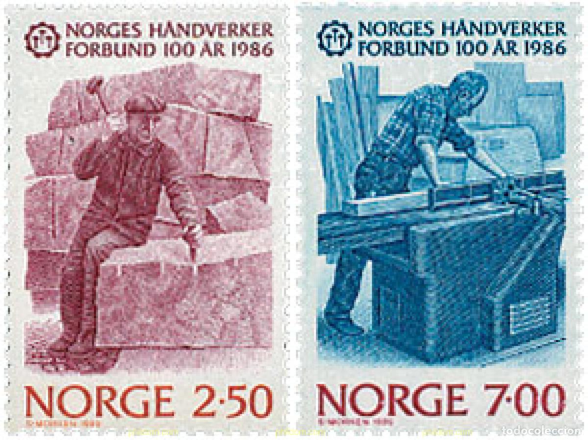 Sellos: 102249 MNH NORUEGA 1986 CENTENARIO DE LA FEDERACION NORUEGA DE ARTESENIA