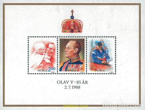 Sellos: 102274 MNH NORUEGA 1988 85 ANIVERSARIO DEL REY OLAV V
