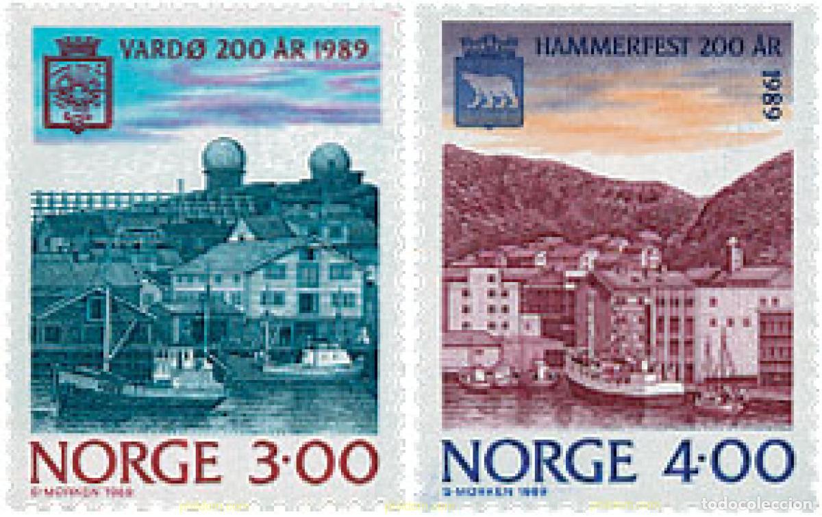 Sellos: 102282 MNH NORUEGA 1989 BICENTENARIO DE LOS PUEBLOS DE VARDO Y HAMMERFEST
