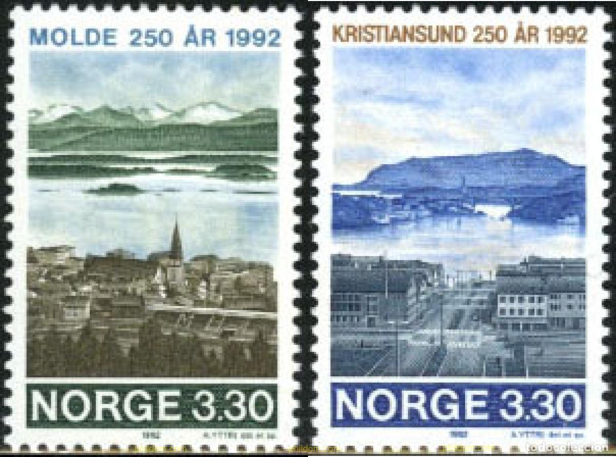 Timbres: 102301 MNH NORUEGA 1992 250 ANIVERSARIO DE LA FUNDACION DE PUEBLOS DE MOLDE Y KRISTIANSUND