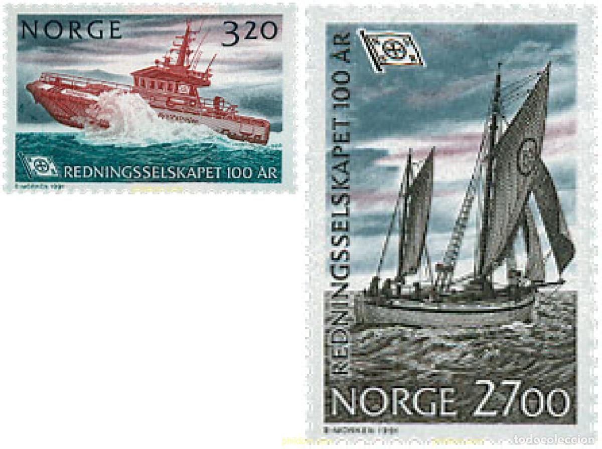 Timbres: 102289 MNH NORUEGA 1991 CENTENARIO DE LA SOCIEDAD MARITIMA