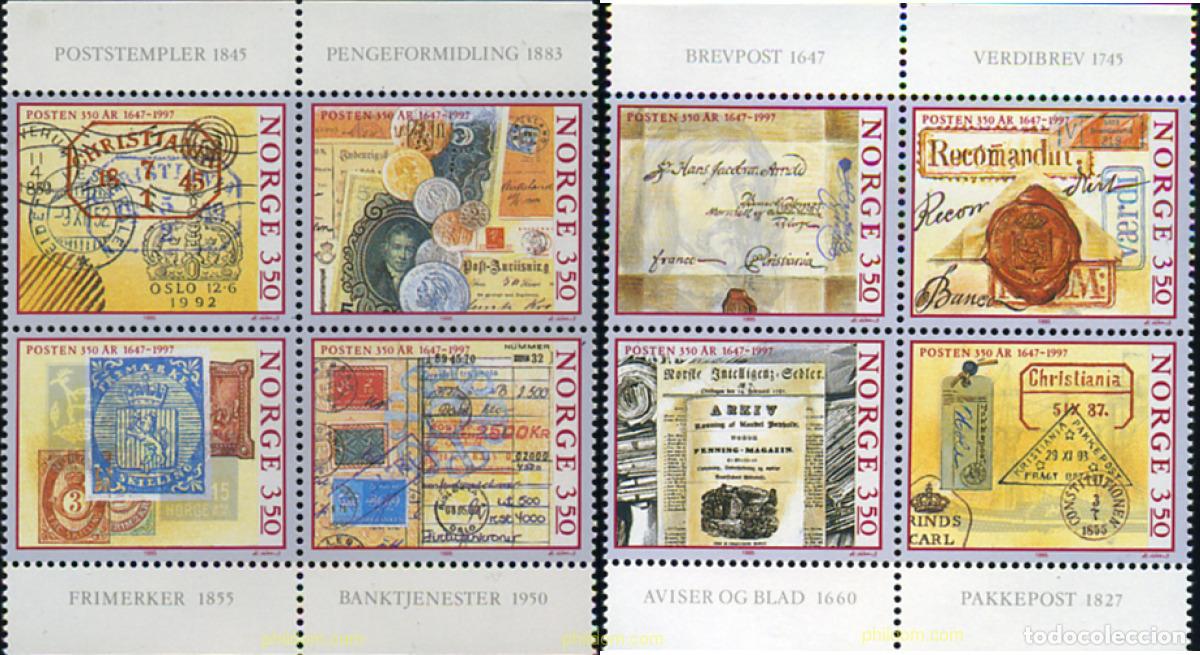Sellos: 170813 MNH NORUEGA 1995 350 ANIVERSARIO DEL CORREO NORUEGO