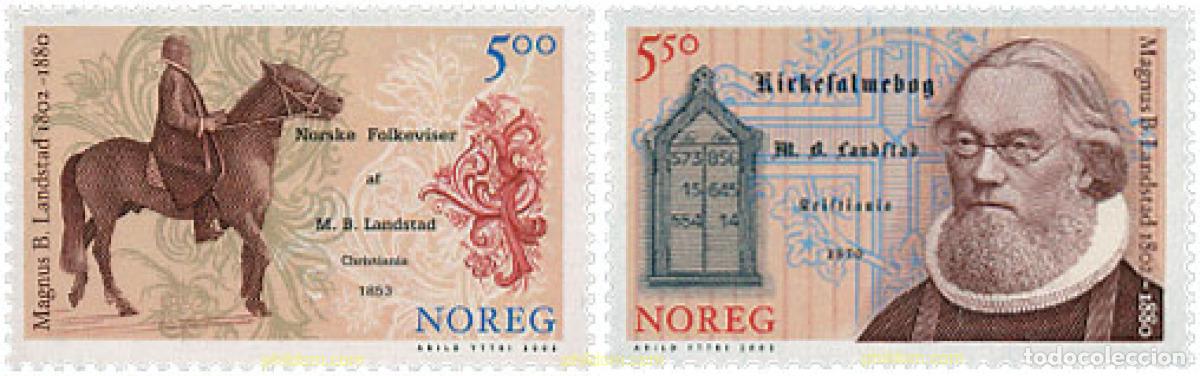 Sellos: 106787 MNH NORUEGA 2002 BICENTENARIO DEL NACIMIENTO DE MAGNUS BROSTRUP LANDSTAD