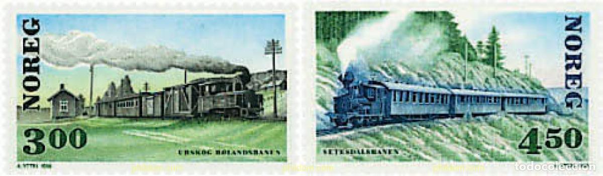 Sellos: 56752 MNH NORUEGA 1996 CENTENARIOS DE LINEAS DE FERROCARRILES