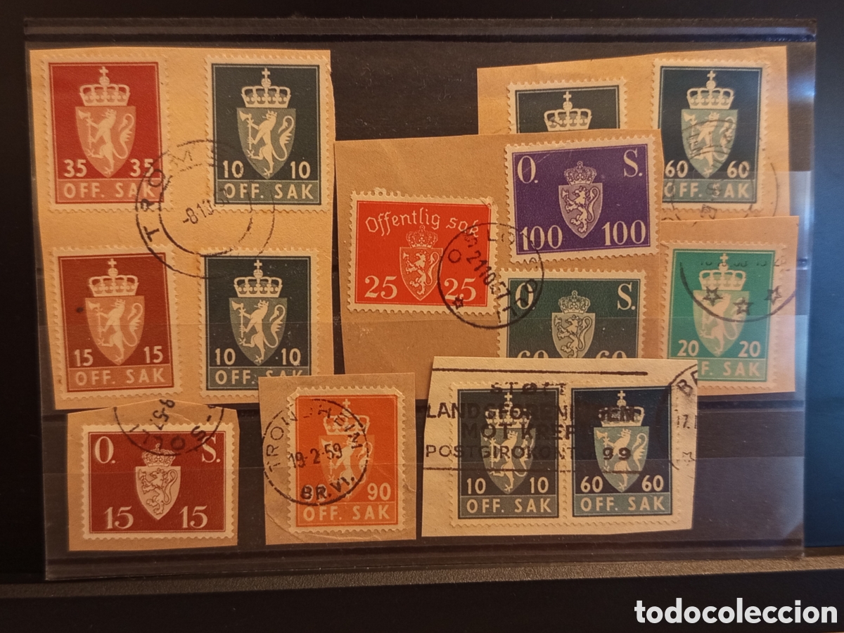 Sellos: Tarjeta con Lote Sellos Oficiales de Noruega (A&ntilde;os 1937-1960)