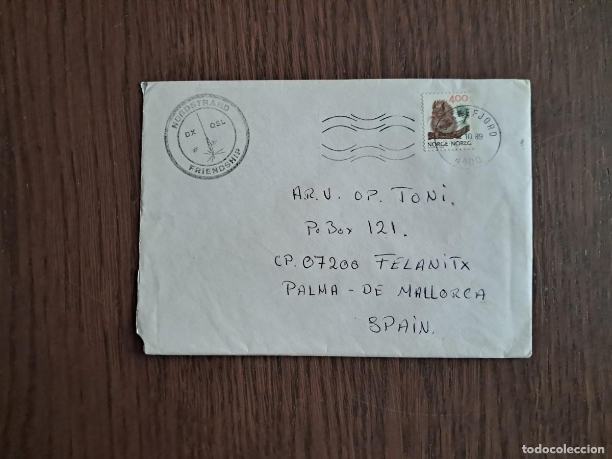 Briefmarken: sobre, carta circulada con sello, Tonstad, Noruega, a&ntilde;o 1989. radioaficionado.