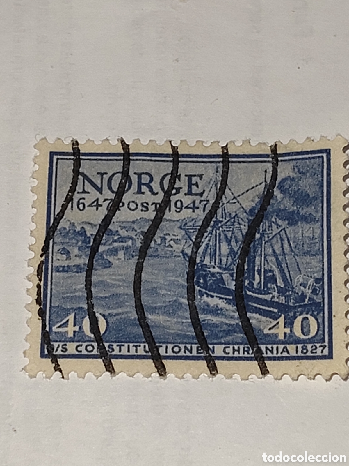 Francobolli: Sello de Noruega 300 aniversario del servicio postal noruego 1947 usado