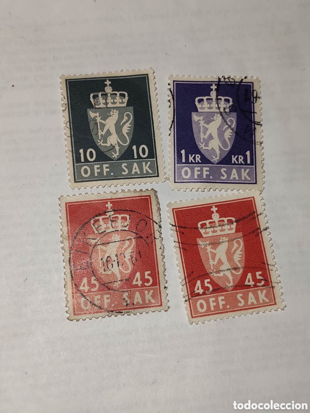 Sellos: 4 Sellos de Noruega escudo de armas del pais 1955