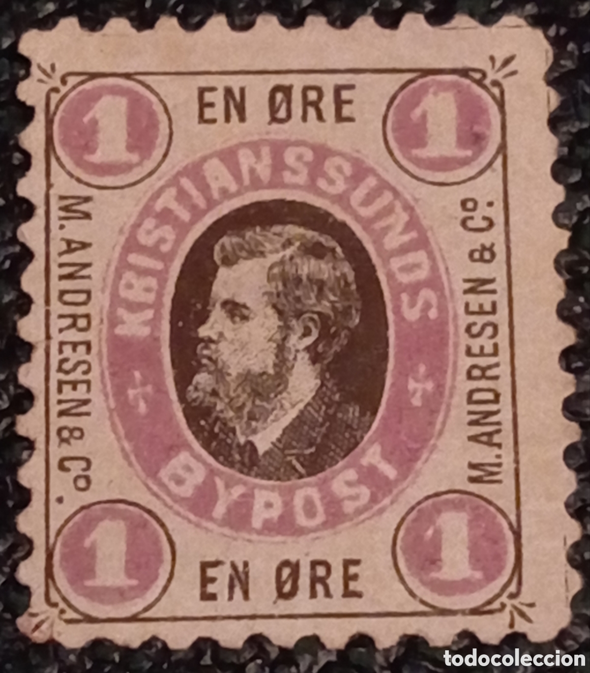 Briefmarken: Sello Noruega Local 1879 Kristianssunds Bypost 1 &Oslash;re (Cat: KSU 1-12)