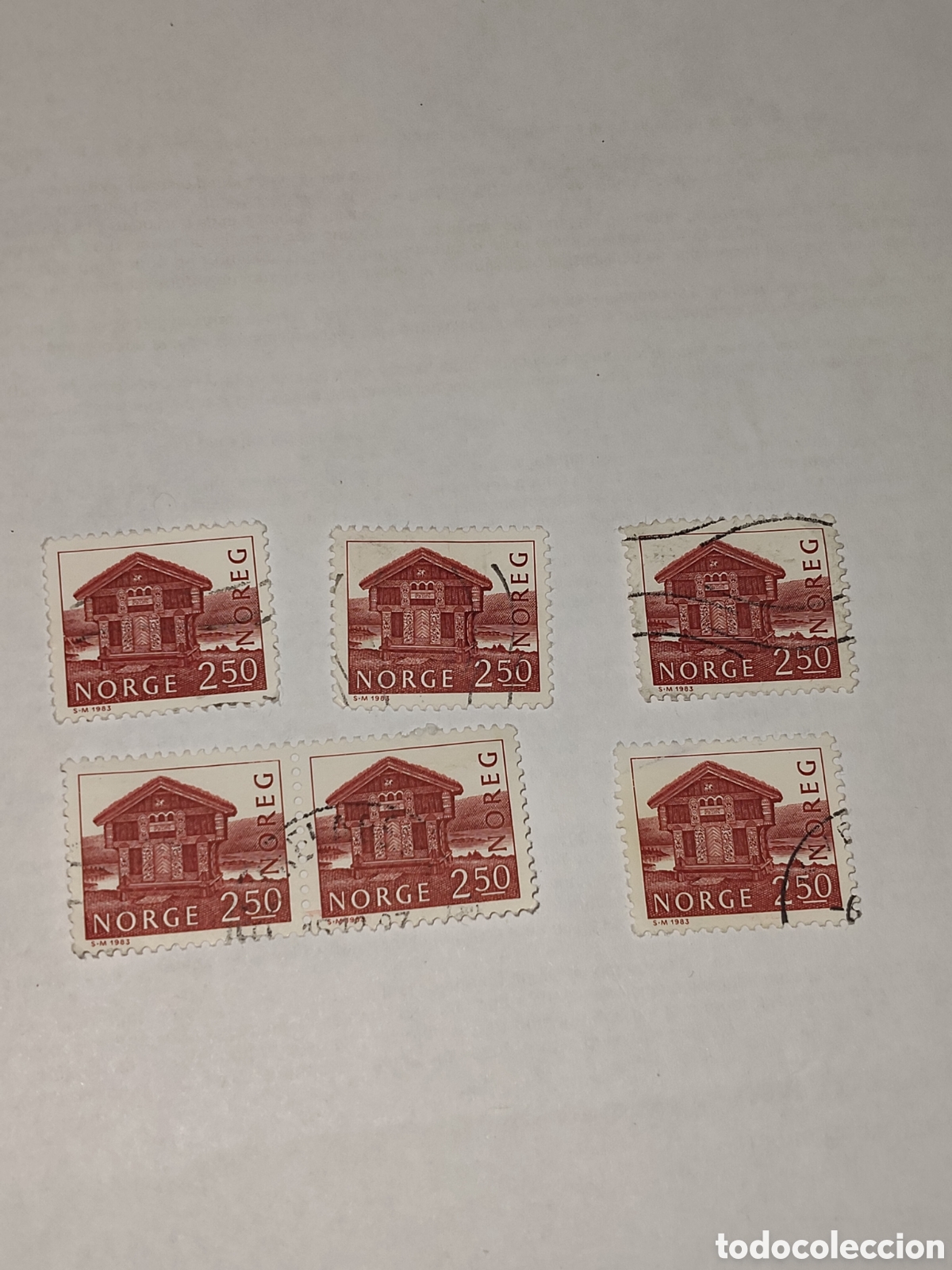 Sellos: 6 sellos de Noruega Granero de Breiland 1983