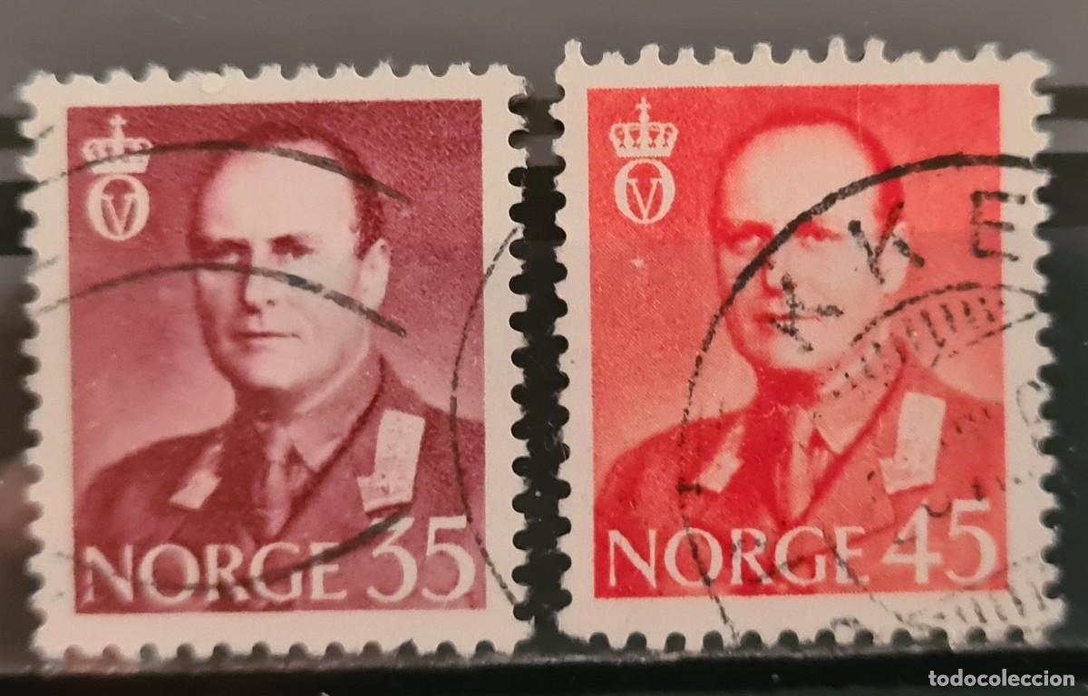Sellos: Serie de sellos usados de Noruega 1958-60: Rey Olaf V